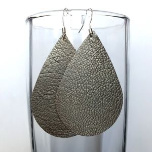 Sharkskin Grey Leather Earrings